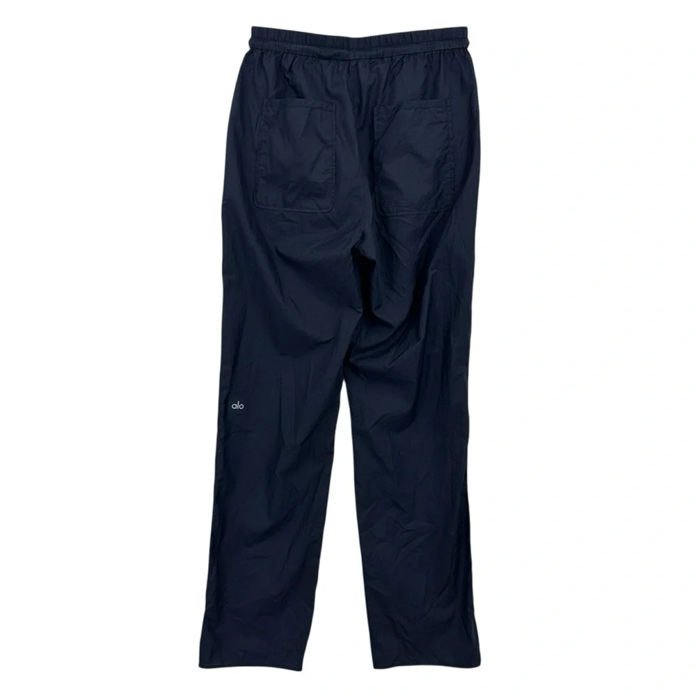 ALO Yoga Ultra Thin Pants Running Track Drawstring Zip Pockets Black